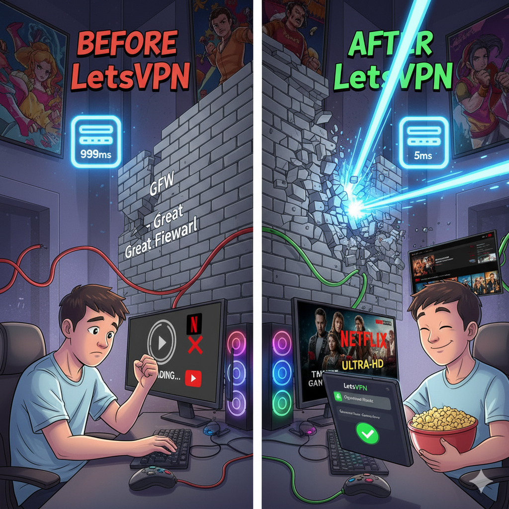 快连VPN翻墙访问YouTube和Netflix